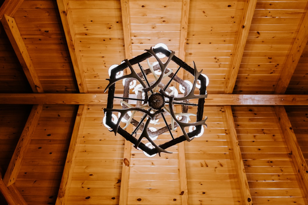 Photo rustic wood chandelier