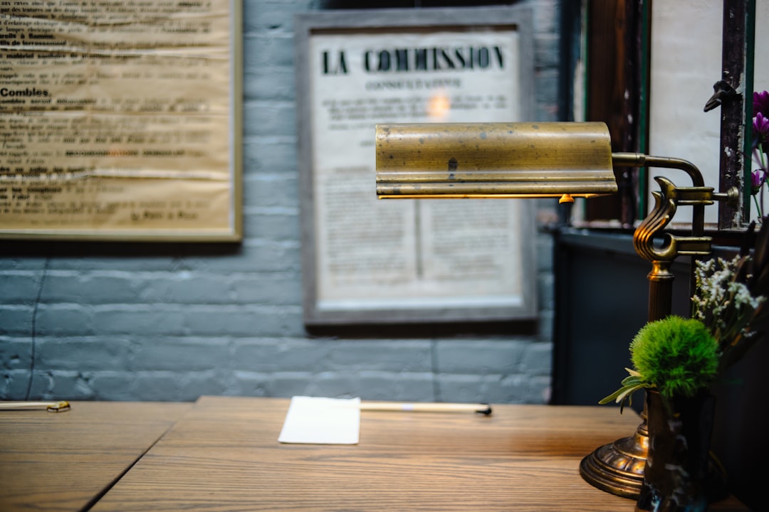 Photo brass banker lamp